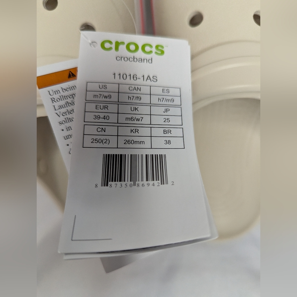NWT Crocs Stucco / Melon Unisex Crocband Clog Sandals Size M7 / W9 - Picture 3 of 10